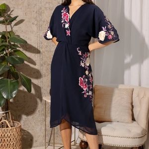 The Katrina - navy floral embroidered dress by Hope & Ivy